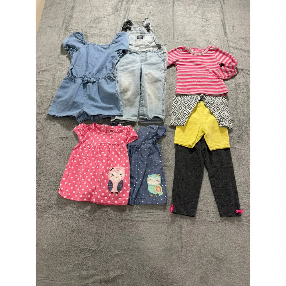 OshKosh Cat & Jack Toddler Clothes Bundle 18M 2T‎ Overalls Romper Leggings 7pc